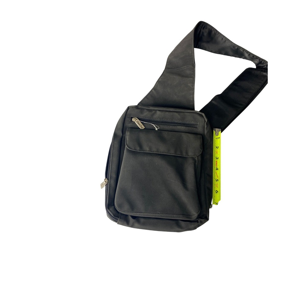 Time‎ Out Black Sling Bag Travel Organizer Crossbody Shoulder Pouch Multi Pocket